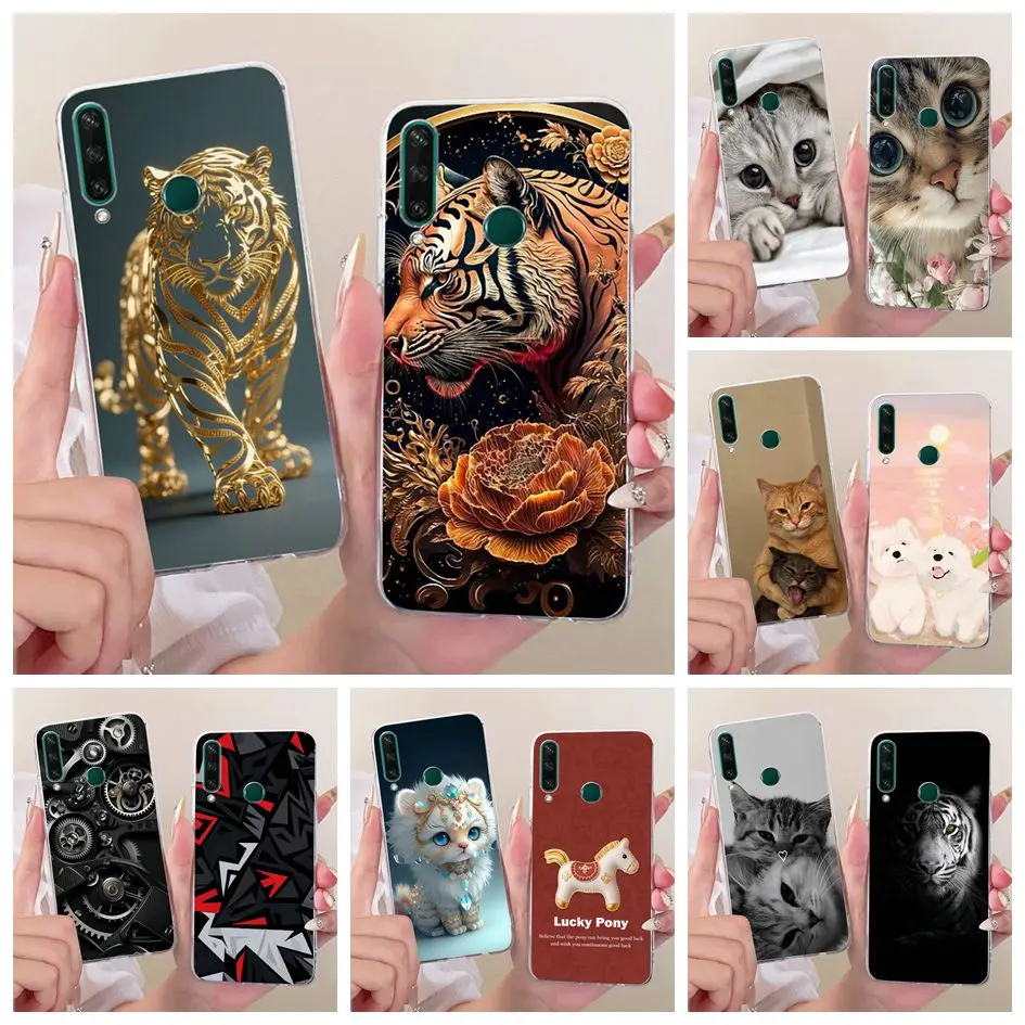 Funda para Huawei Y6p 2020 MED-LX9, funda de lujo con diseño de dragón, gato, pony, funda pintada de silicona suave para Huawei Y7p Y5p Y6P