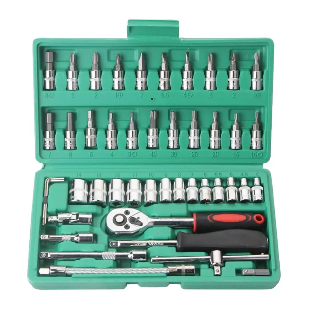 Professional Socket Wrench Set Multi-Bit Tool Kit with Portable Storage Case for Home Maintenance & Automotive Repair