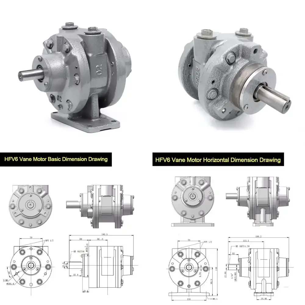 

Low Rpm Air Motor HFV6 4hp/3kW Horizontal Mount Air Motors High Speed Vane Air Motors