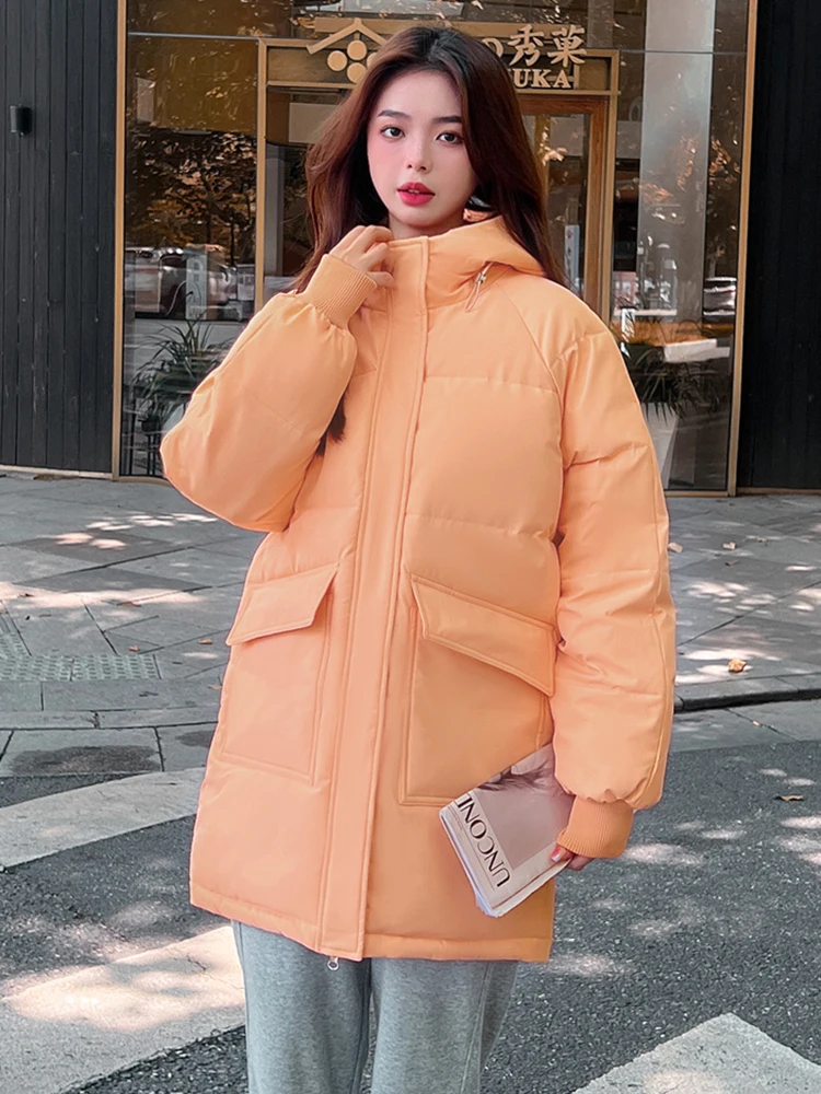 

KBAT Women's Winter Jacket Snow Coats Cotton Padded Coat Fashion Hooded Oversize Loose Long Parkas Woman Puffer Jackets