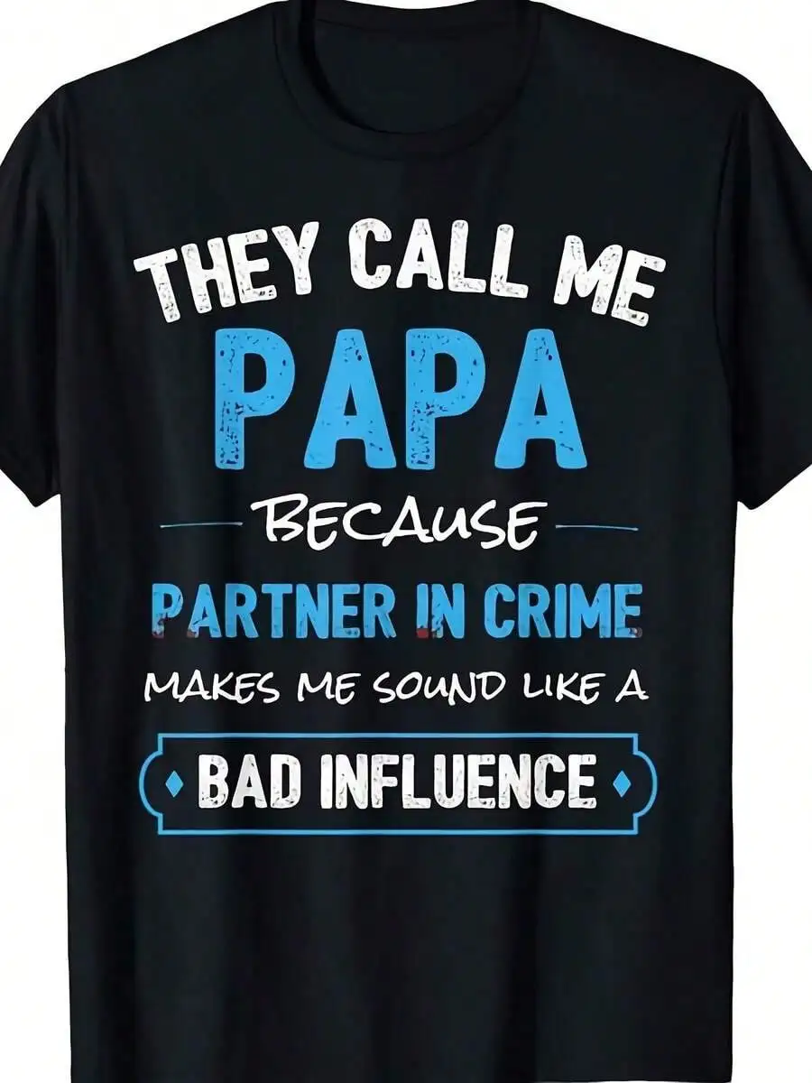 Funny Grandpa Papa Partner In Crime Dad T-Shirt - Unisex Short Sleeve Summer Tee, Minimalist Style, Men & Women
