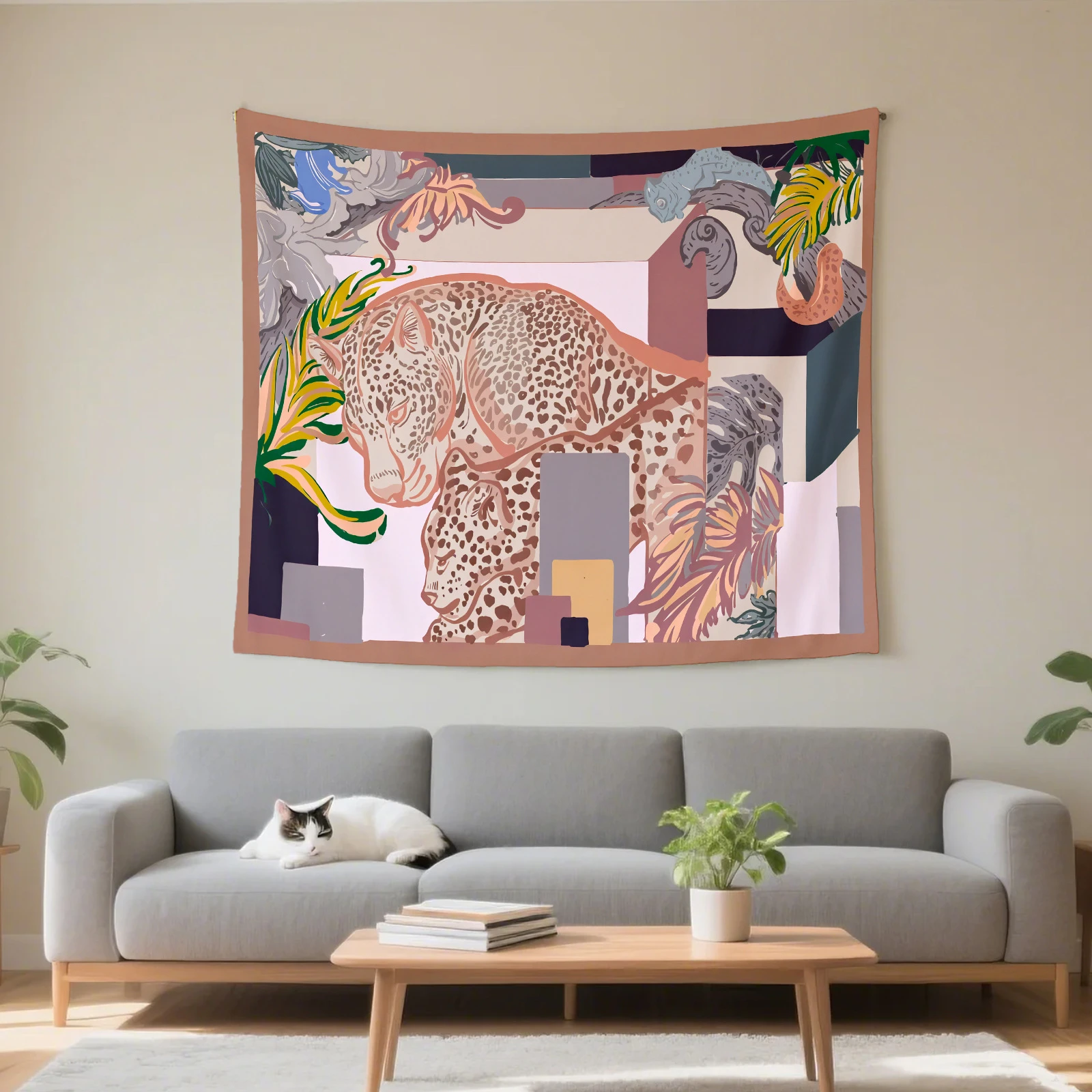 VIKAMA Sun Face & Leopard Tapestry Wall Hanging, 6 Assorted Designs, Wall Art Decor for Bedroom Living Room