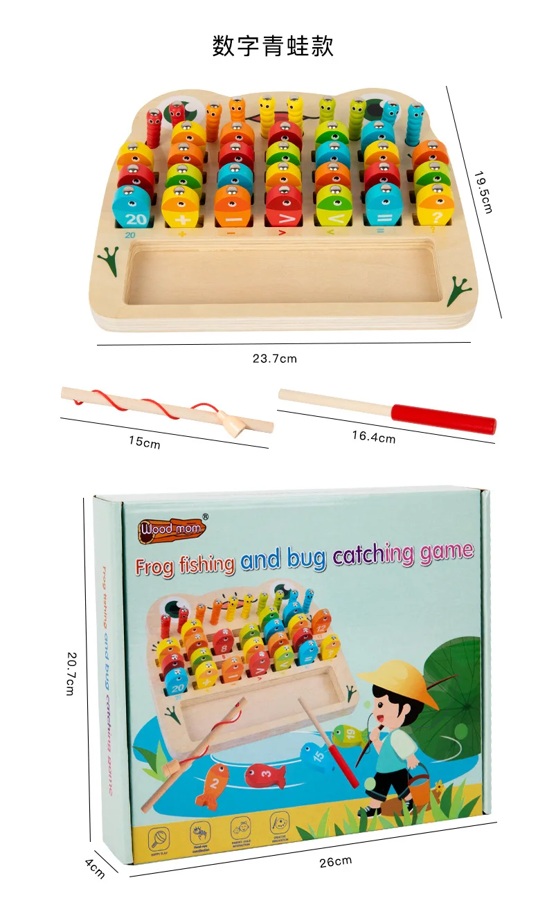 Giocattoli educativi per bambini Giochi di pesca magnetici Giocattoli di pesca cognitivi alfanumerici in legno Gioco genitore-figlio dell'asilo