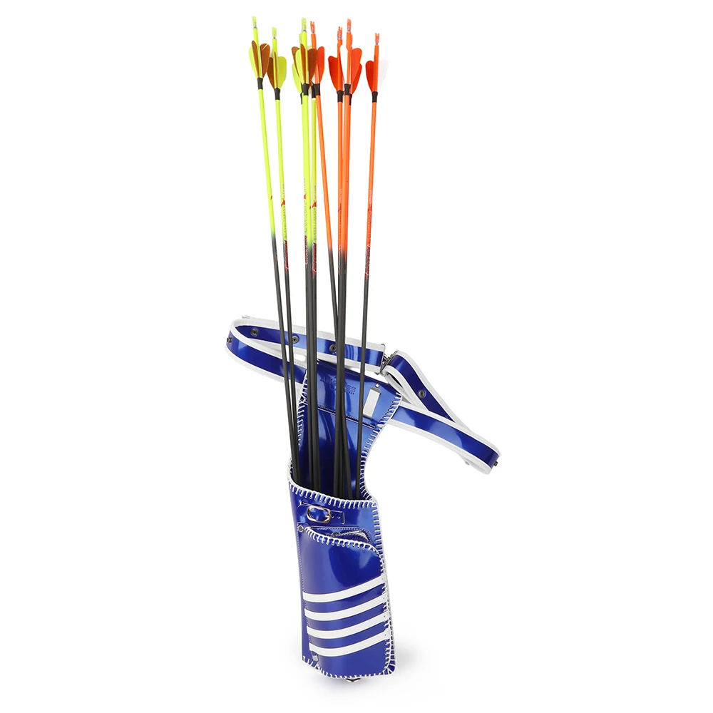 Kabura na strzały łucznicze, proces dziania, regulowana na lewo/prawo, trwała skórzana torba do zawieszenia na pasie, do łuków klasycznych i bloczkowych, do polowania.