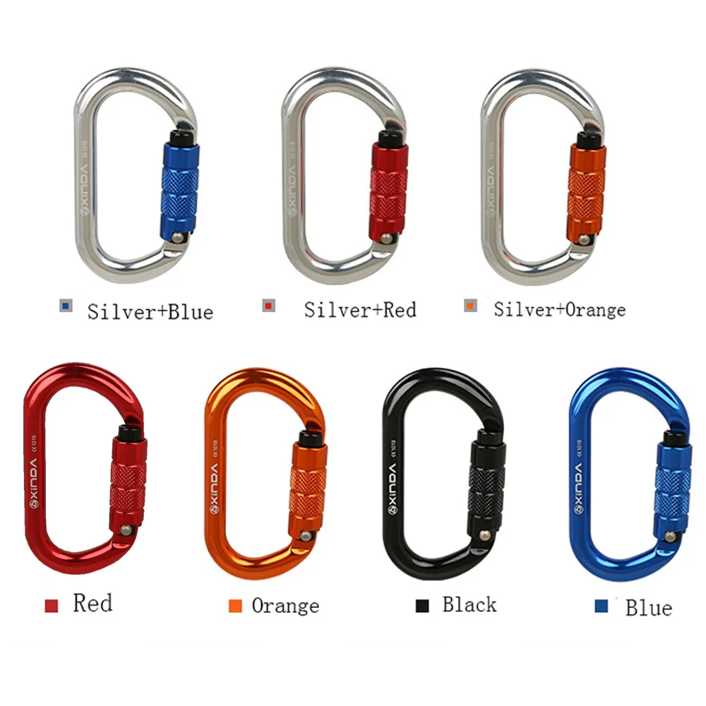 

Auto Locking Oval Rock Climbing Carabiner Heavy Duty Connector Screwgate O Buckle Dog Hammock Clip Mountaineering Caving Lock