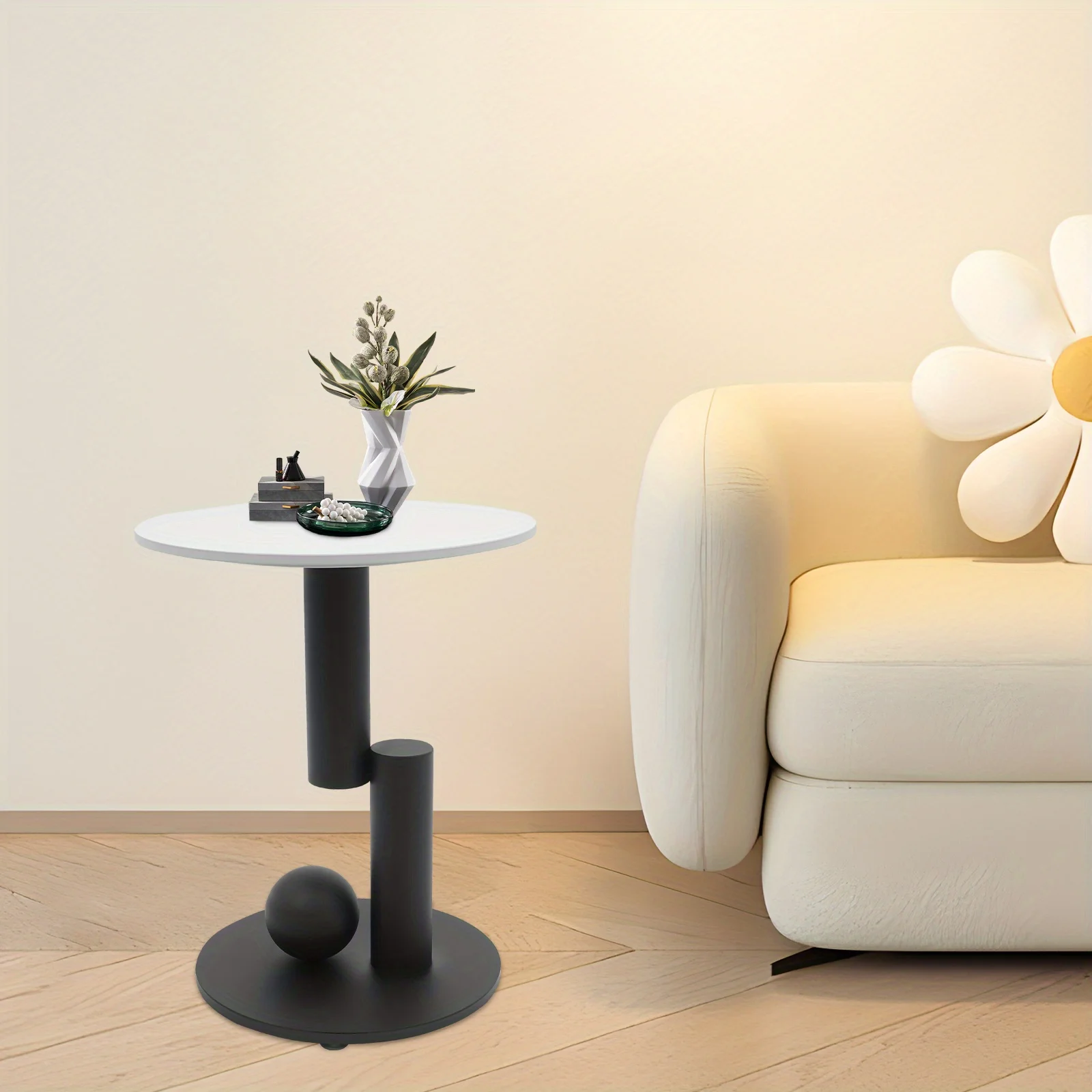 

1 Round Modern Coffee Table for Living Room - Unique Circle Design Sturdy StructureHold Magazines Drinks Vases Decorative
