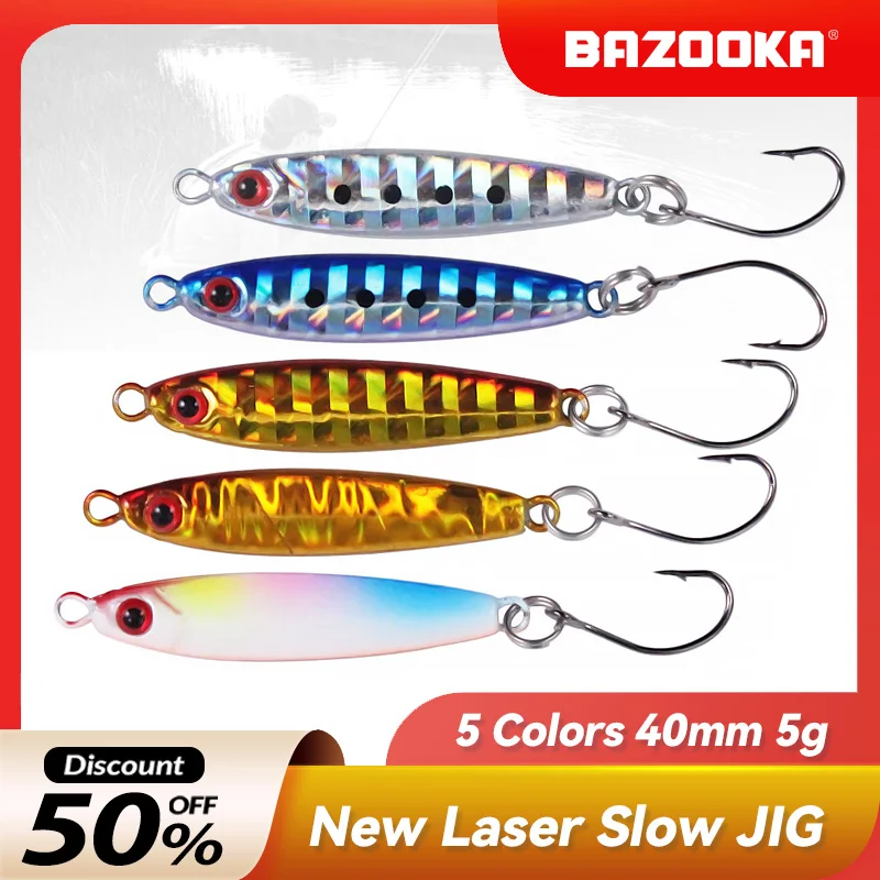 

Bazooka Slow Jig Fishing Lure Jigging Bait Spoon Hard Sinking Lead Metal Trolling Jighead Boat Bass Saltwater Pike Trout Winter