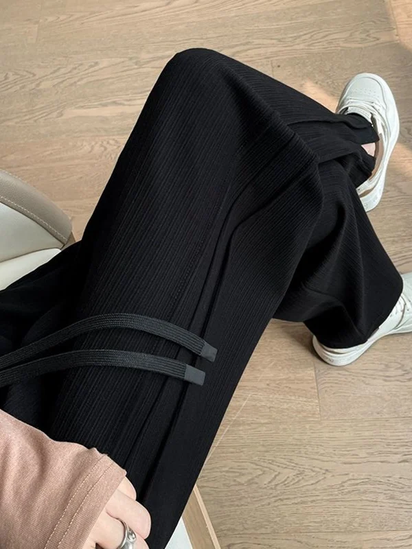 

Широкие брюки с высокой талией для женщин больших размеров, свободные, прямые, летние, спортивные, тонкие, повседневные