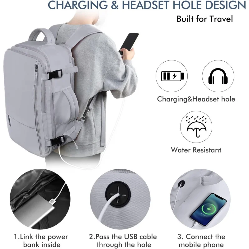 Short trip backpack, light carry-on luggage business backpack, 15.6-inch laptop, suitable for both men and women