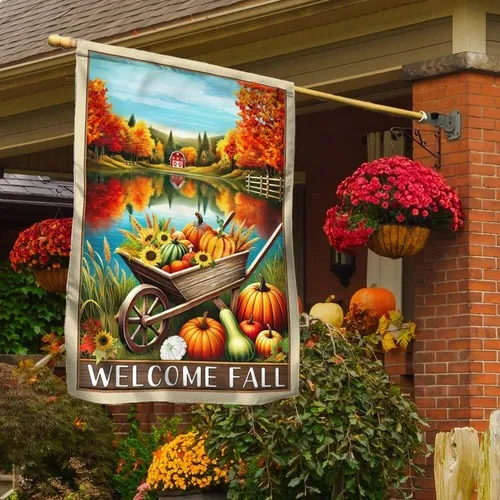 Welcome Fall Flag Fall Pumpkins Harvest Flag Graden Flag UUI GGX
