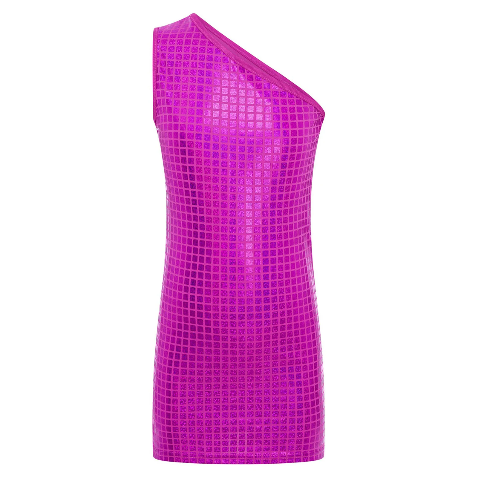 Crianças meninas vestido de dança xadrez um ombro sem mangas metálico cheerleading palco desempenho jazz traje