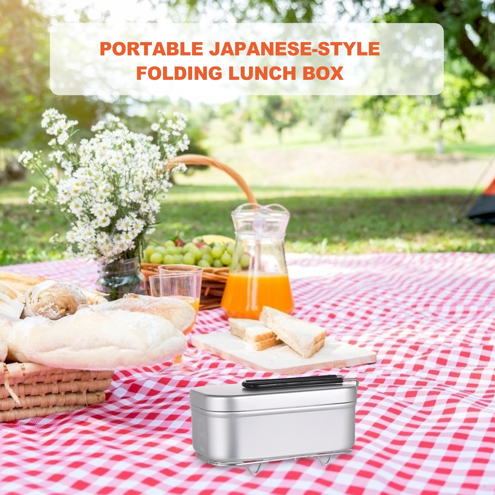 

2Pcs Bento Lunch Box Aluminum Alloy Portable Folding H Camping Cookware Outdoor Food Container Picnic Mountaineering