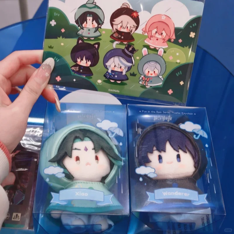 Genshin Impact Offizieller Spaß im Regen Serie Plüschanhänger Peripherie Xiao Furina Wanderer Niedlicher Schlüsselanhänger Ornament Spielzeug Geschenk