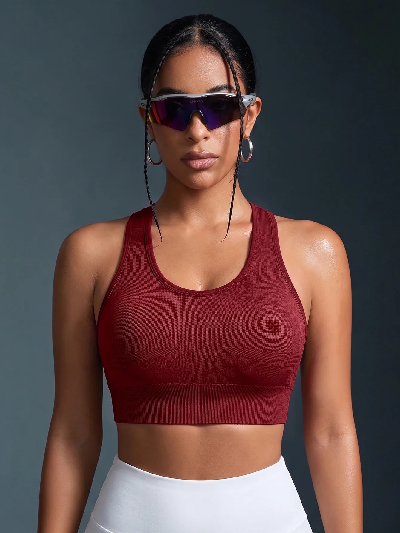 1PC Women Sports Bra Seamless Wireless Racerback Criss Cross Strappy Backless Yoga Crop Top Wide Strap Workout Gym Vest