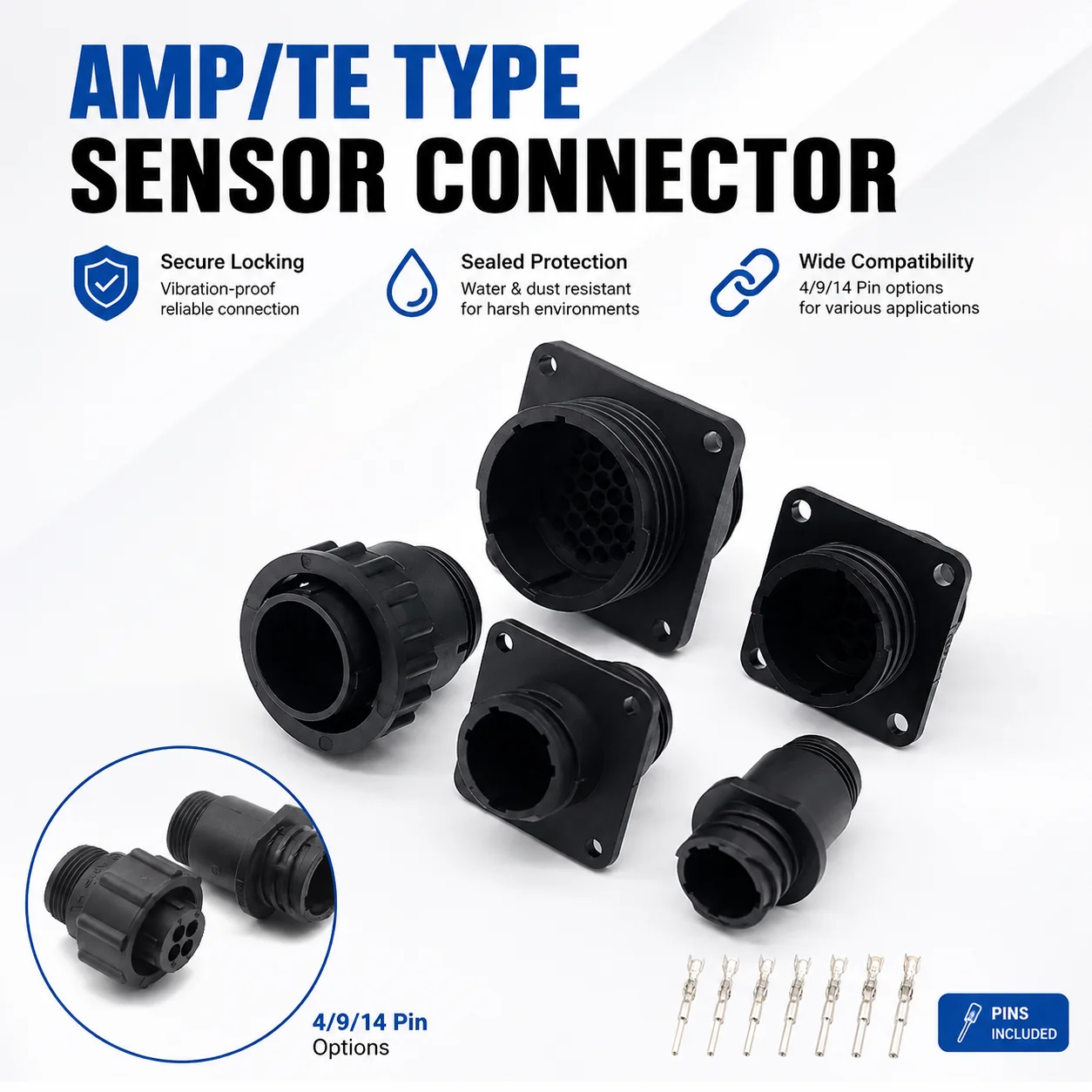 

1/5/20Sets SMEMA Auto Sensor Plug Socket 4P 9P 14Pin 16Pin AMP TE Type SMT Connector Multiple Models 182919-1 206153-1 182647-1