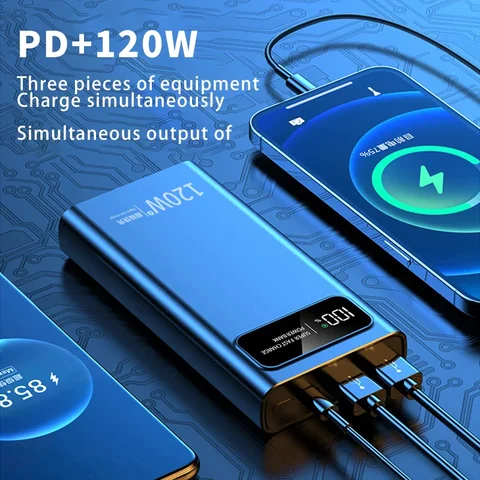 OnePlus 200000mAh LED 디지털 디스플레이 전원 은행 고용량 120W iPhone 용 초고속 충전 휴대용 외장 배터리 NEW