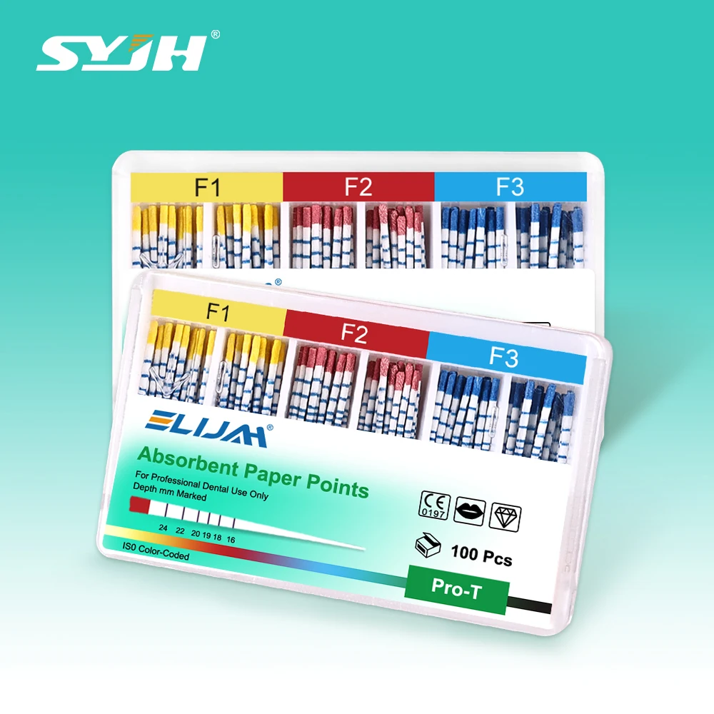 

SYJH Dental Pro-T Absorbent Paper Points Large Taper Sterile Root Cancel with Scale Endodontics Fiber Tips Dentistry Materials