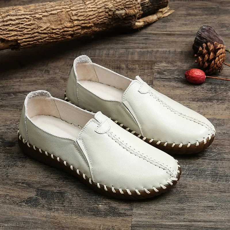 

Orthopedic Sneakers Women Geunine Leather Shoes Wide Feet Women's White Loafers 2024 Casual Lazy Driving Moccasins Shoes