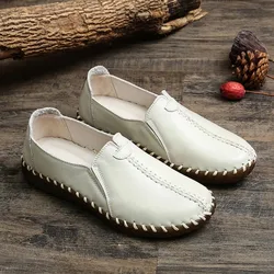 Orthopedic Sneakers Women Geunine Leather Shoes Wide Feet Women's White Loafers 2024 Casual Lazy Driving Moccasins Shoes