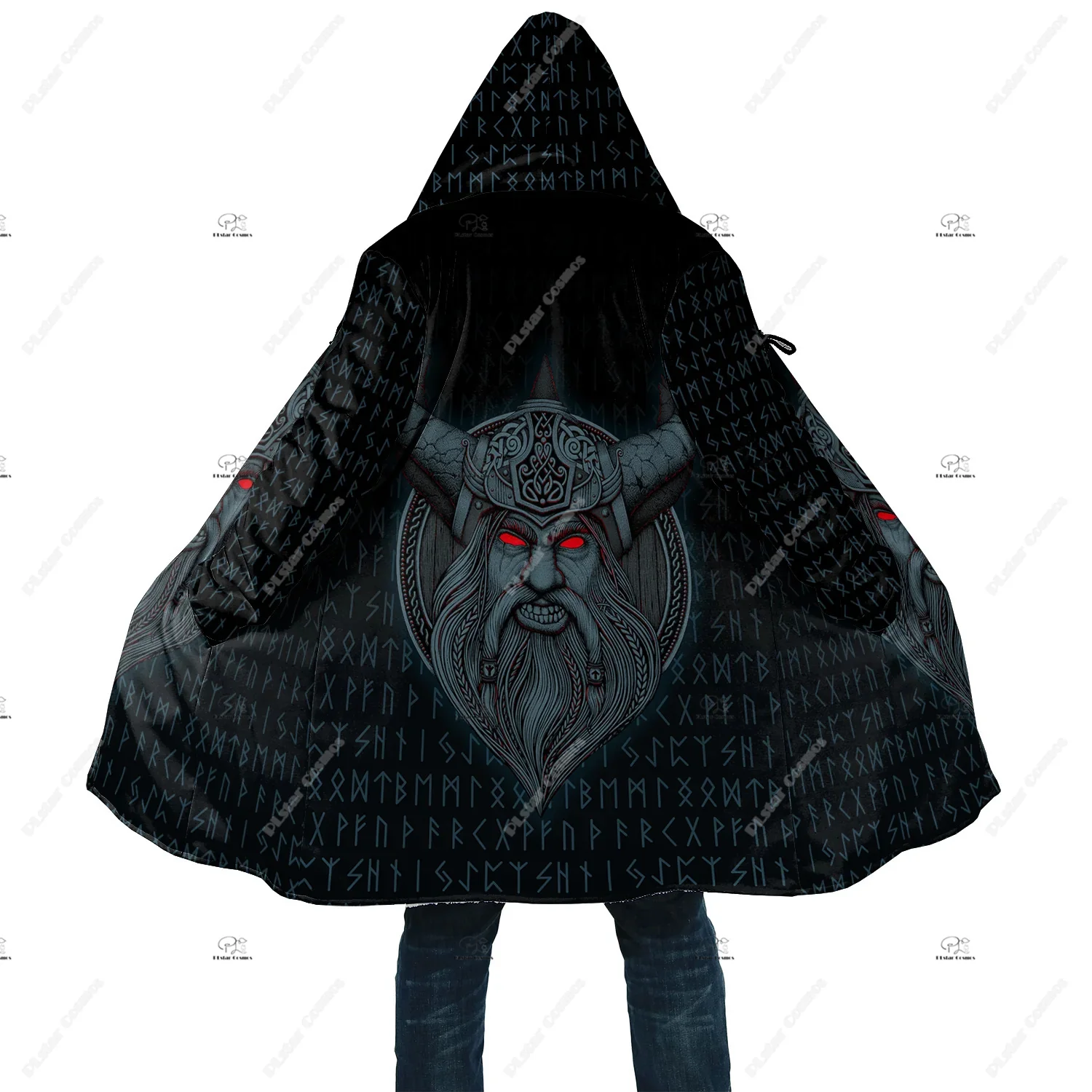 

Norse Mythology Odin God Warriors Fenrir Wolf Cosplay Tattoo Vintage Retro 3DPrint Winter Casual Overcoat Hoody Cloak Fleece X2