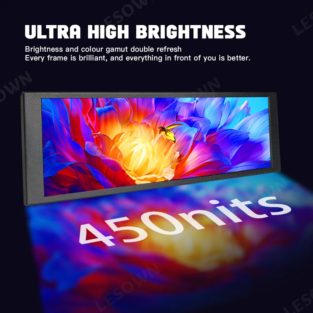 LESOWN 60Hz 6.9 Inch Computer Case Secondary Monitor Aluminium Chassis Temperature Sensor Panel for AIDA64 Desktop PC Mod