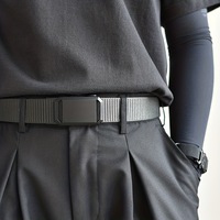 Men's Automatic Buckle Tactical Belt - Quick Release Metal Clasp with Canvas Webbing for Outdoor Work & Sports (Adjustable Fit)