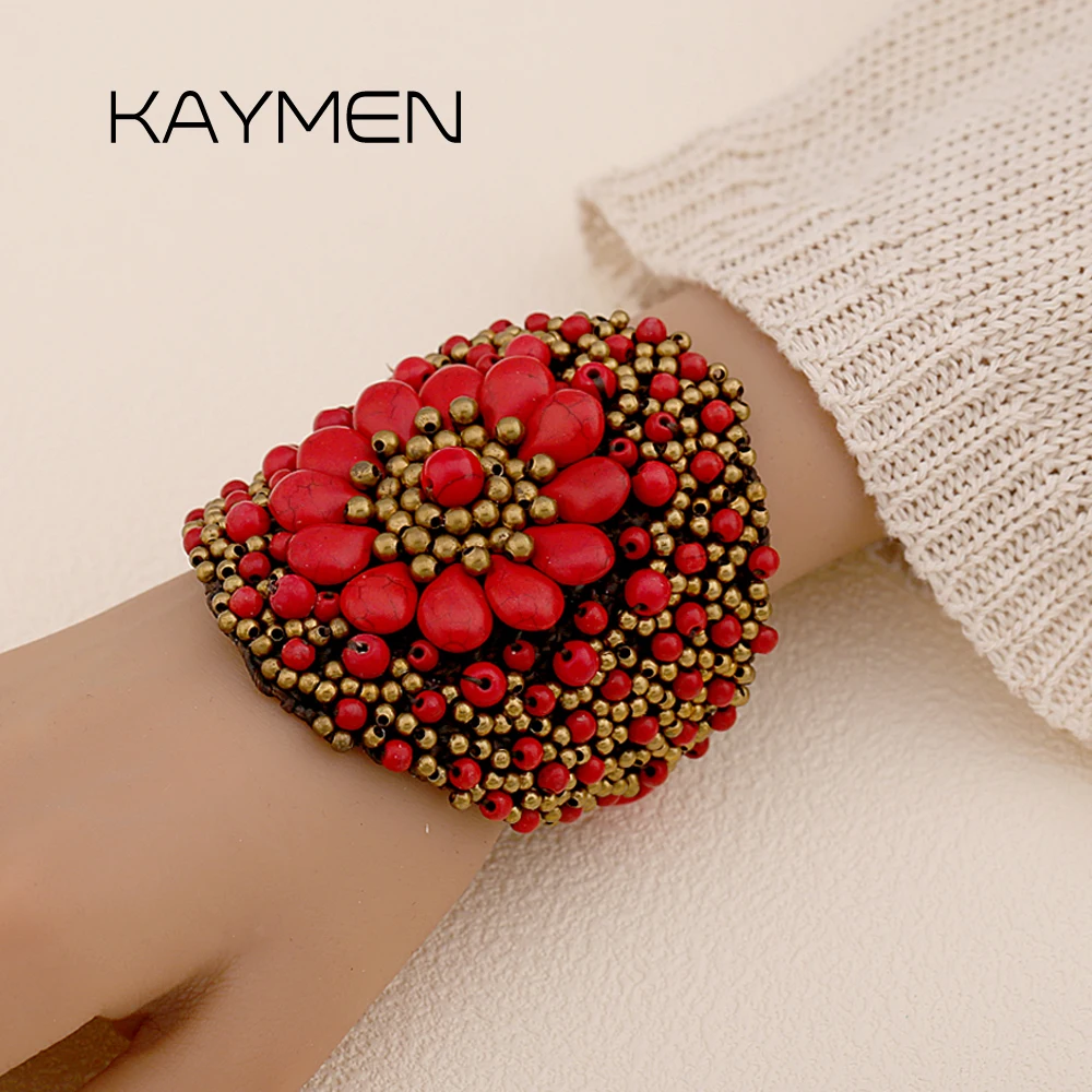 So Beautiful Luxury Turquoise Bracelet Costume Accessory Red Color Statement Artisanal Craftsmanship Shell Bangle Jewelry