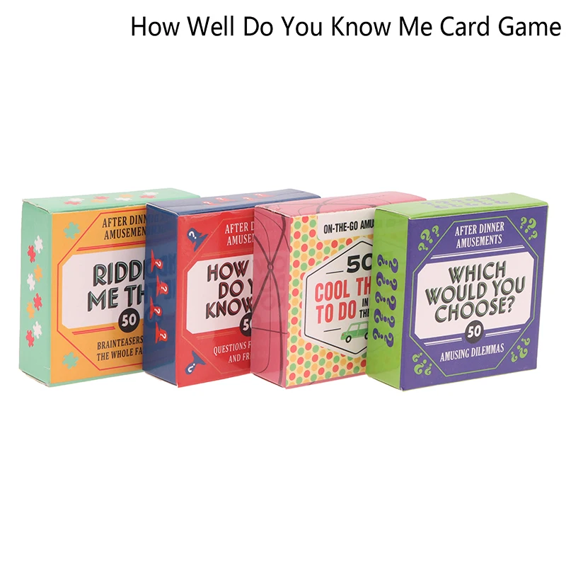 

Party Bar Table Game After Dinner Amusements How Well Do You Know Me Riddle Me This Go Amusements 50 Cool Things Card Fun Game