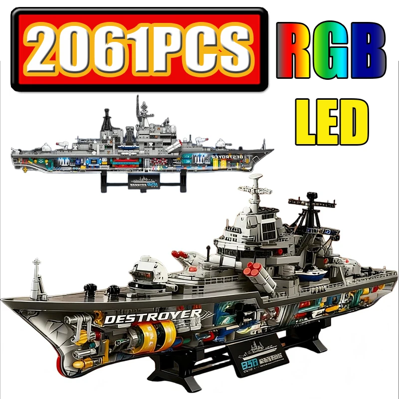New SEMBO BLOCK 956 Modern Destroyer Transparent Version Aircraft Carrier Military Building Blocks Bricks Set for Boys Gift