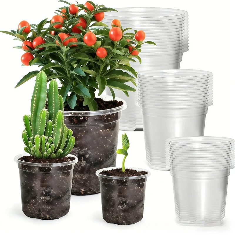  Modern Styles Flower Container Large Clear Nursery Pots with Drainage Hole