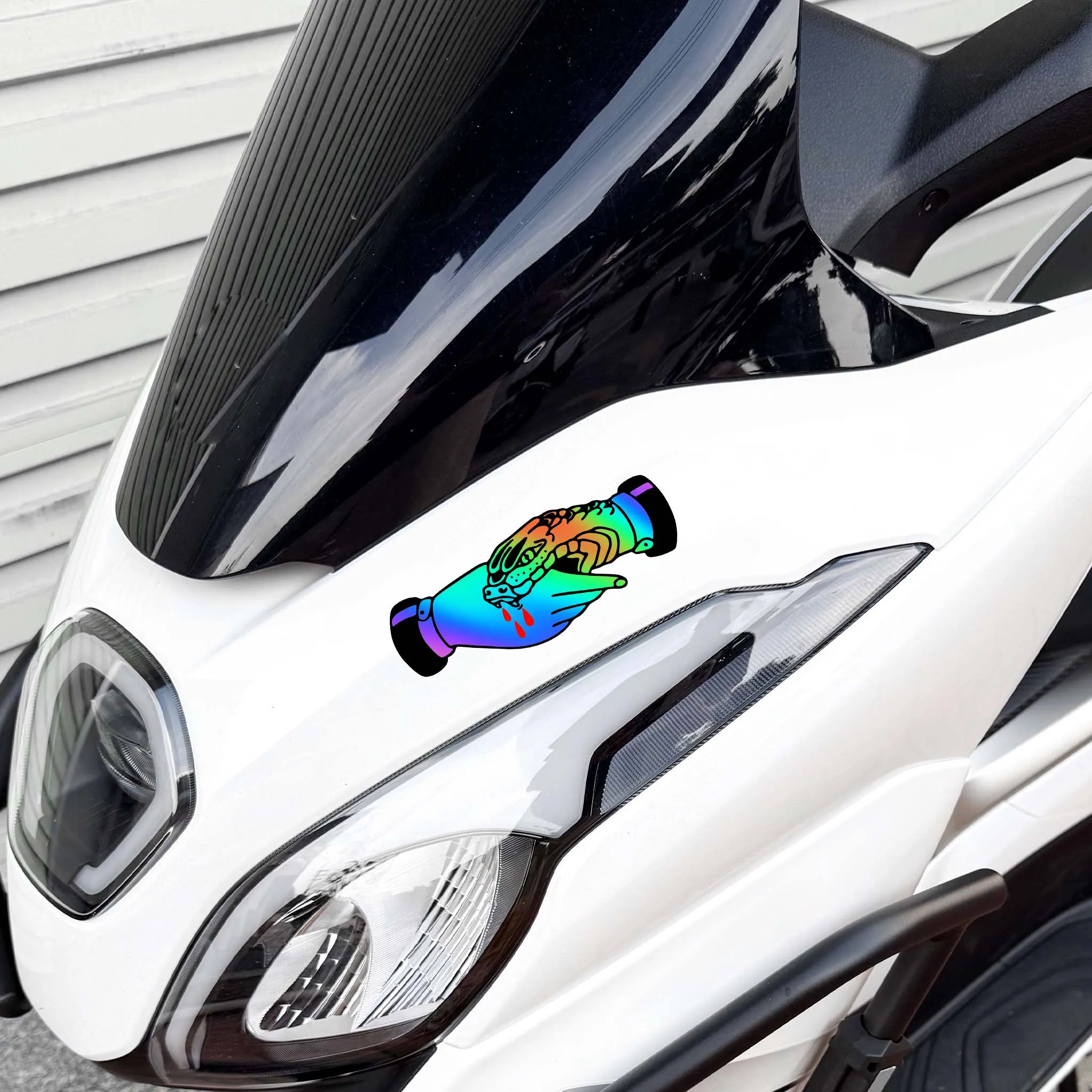 

Waterproof for Motorbike DIY Side Panels Car Window Trunk Universal Vinyl Decals 1PC Shake Hands with Snake Motorcycle Stickers