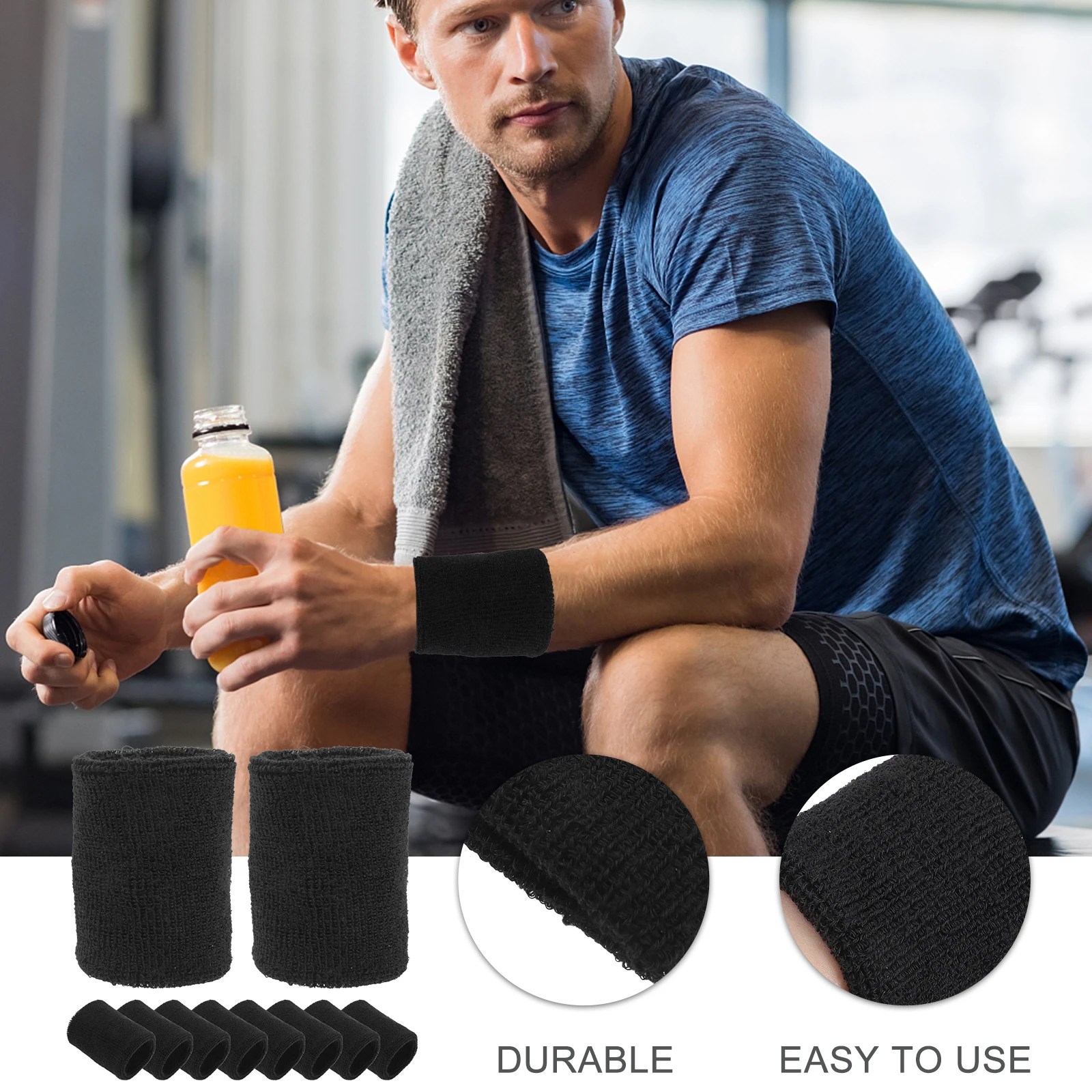 

6pcs Sports Wristbands 2.76 Inch Wide Fit Men Women Kids Sweat Wicking Fabric Gym Running Basketball Tennis Dance Floor Socks