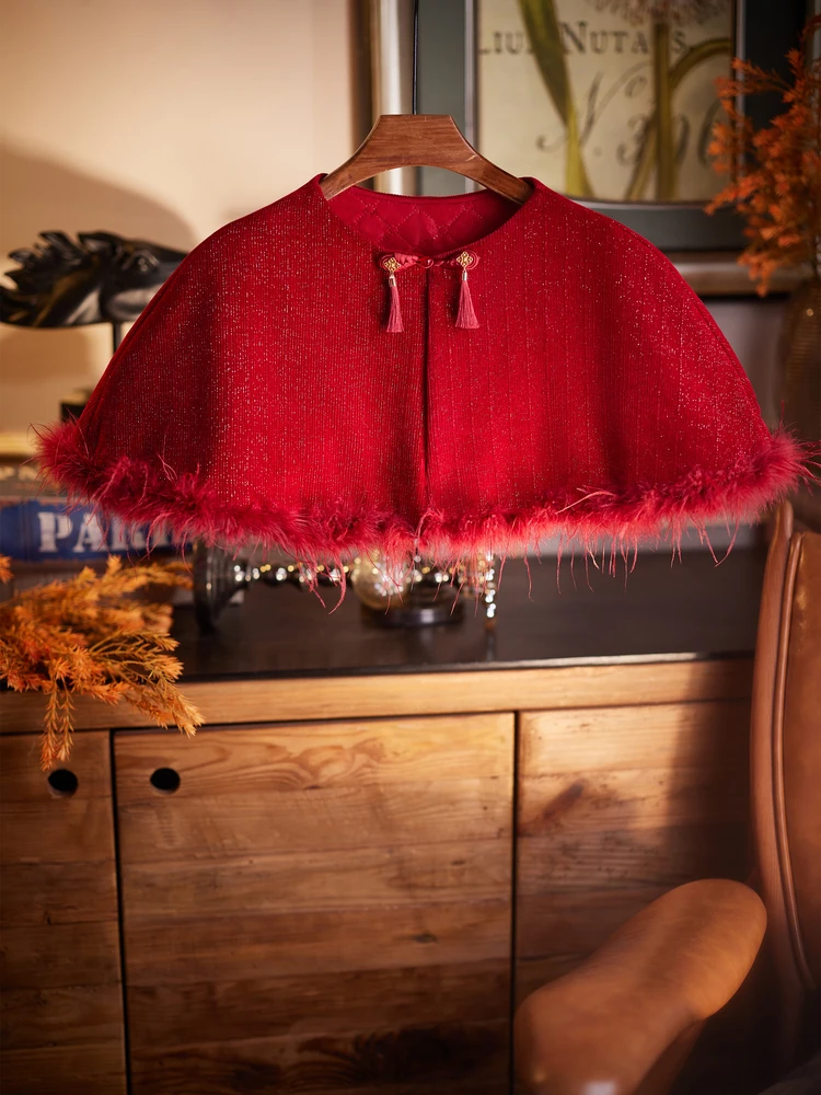 

Новое осенне-зимнее утепленное пальто для женщин в китайском стиле, праздничное, с узором, в комплекте с маленьким шарфом