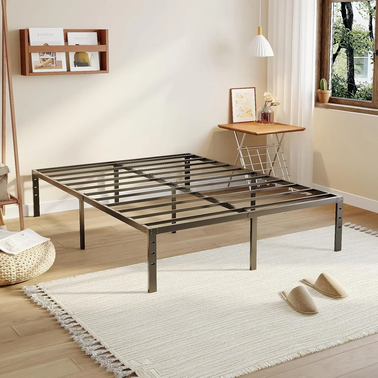 

14 Inch Full Bed Frame, Heavy Duty Metal Platform, No Box Spring Needed, Steel Slat Support, Easy Assembly, Noise-Free