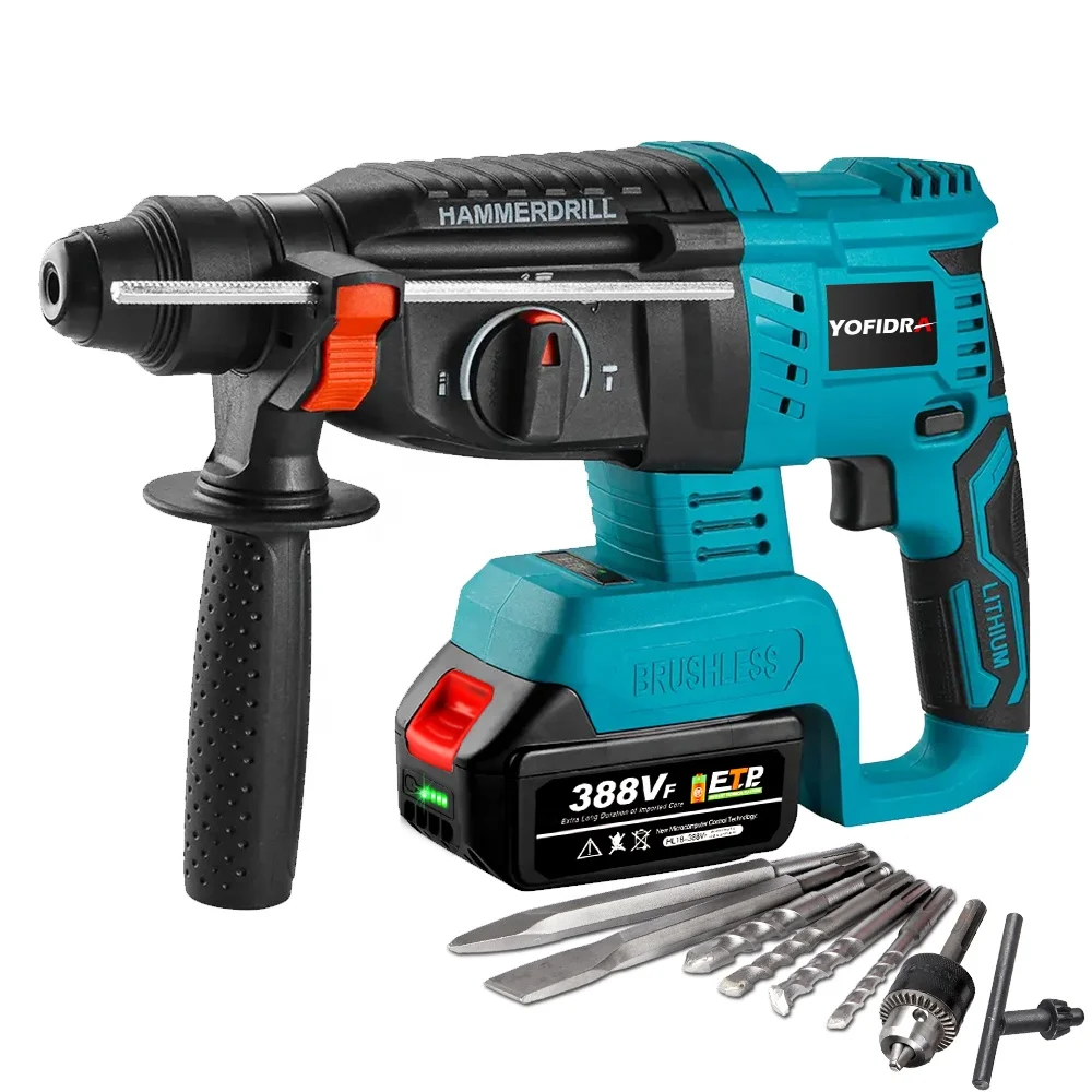 

26MM 650W Brushless Electric Hammer Impact Drill Multi-function Rotary Pick for Makita 18V Battery Power Tool