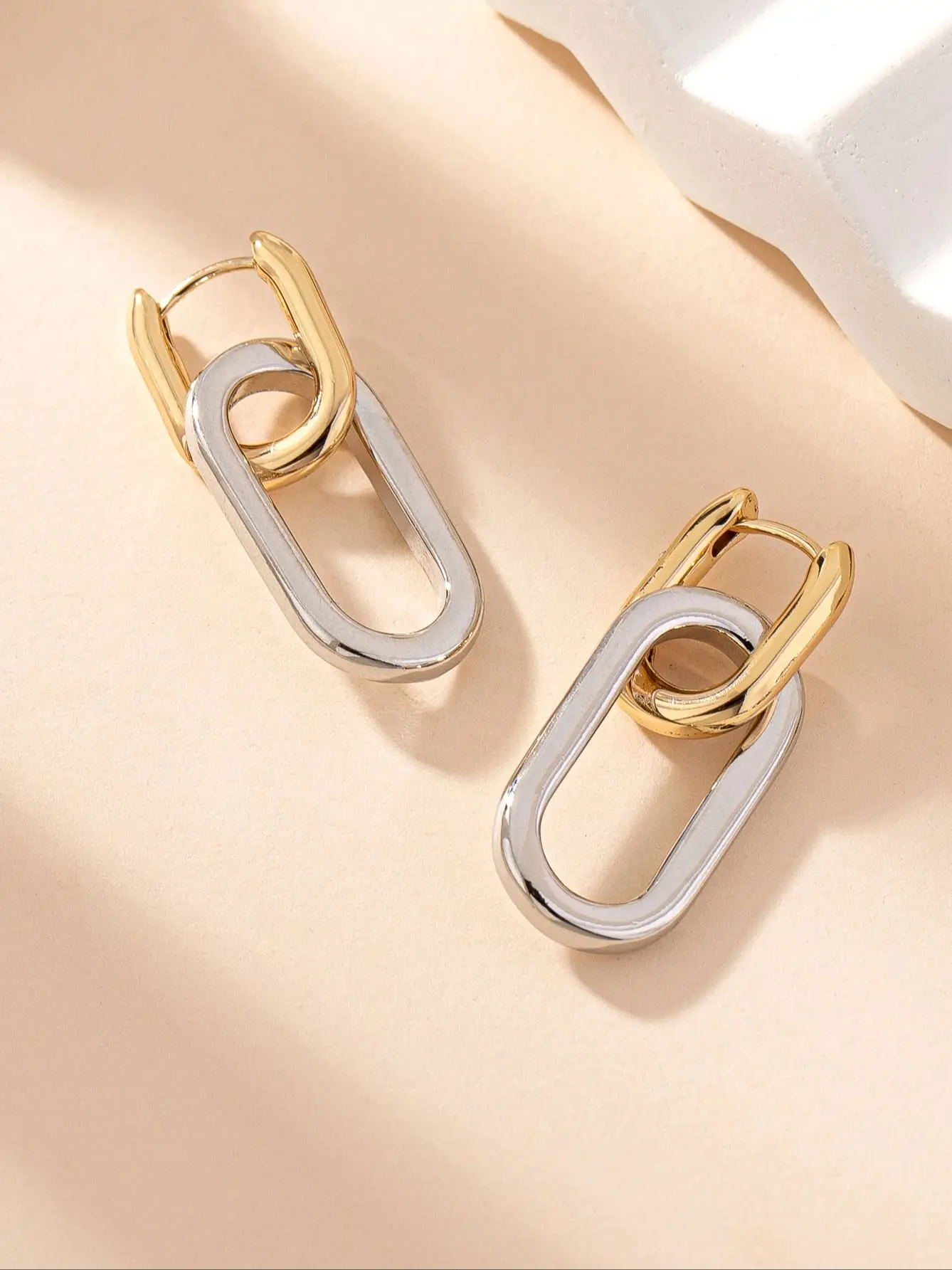 Stainless Steel Square Earrings Gold Color Geometric Square Hoop Earrings for Women Huggie Punk Hip-Hop Metal Round Circle