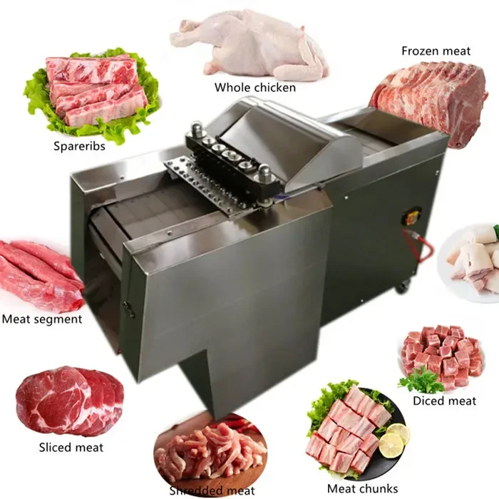 Frozen small electric meat cutter, cube automatic chicken cutter, goat meat cutter