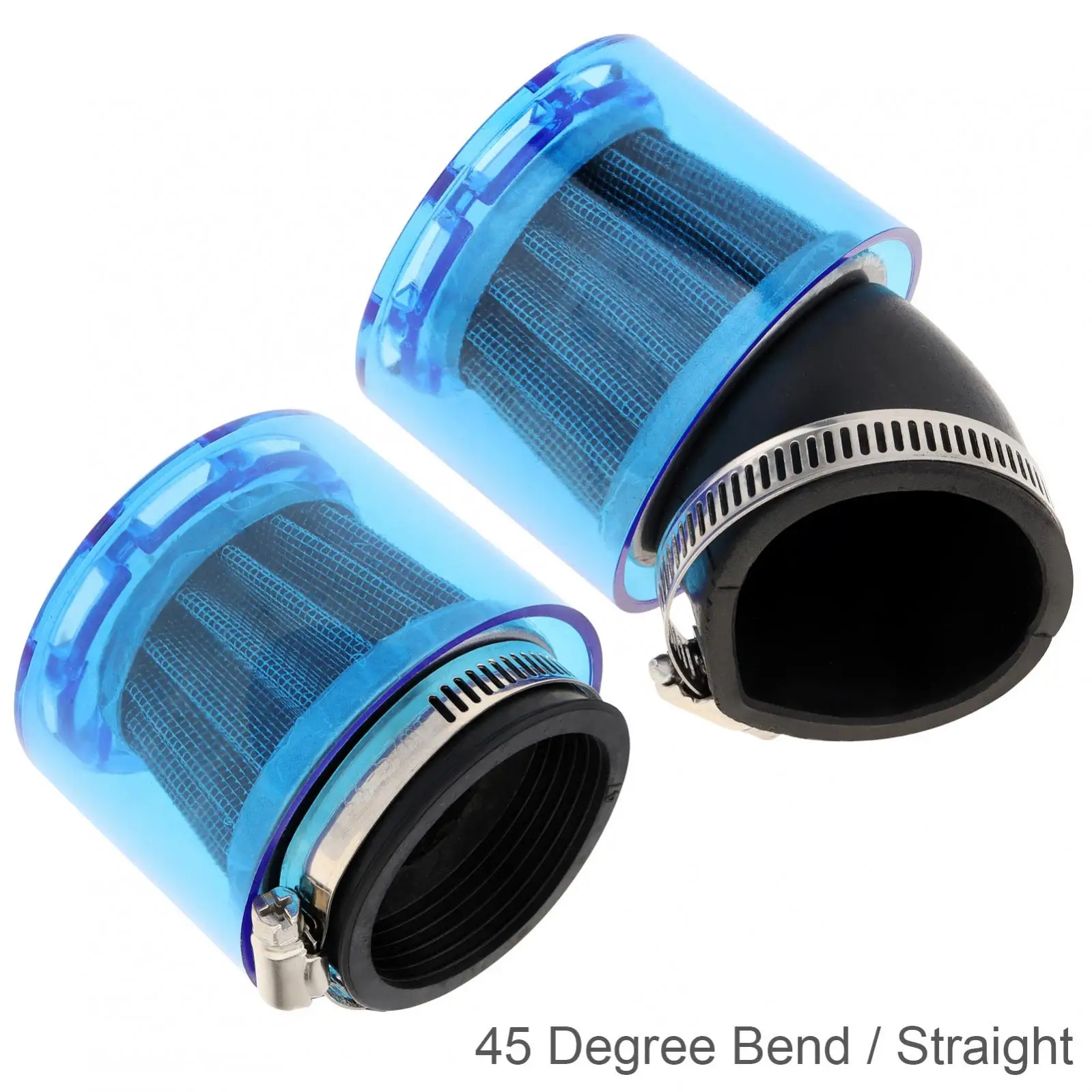 1Piece 38-40mm Air Filter for Motorcycle ATV Dirt Bike with Dust Cover, Straight/45 Degree Bend Blue Intake Filter Cleaner