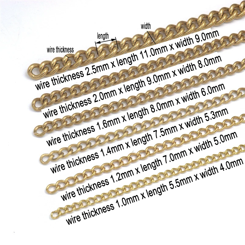 1 Meter Solid Brass Twisted Chain Keychain Wallet Chain Metal Leather Craft Bag Strap Chain Jewelry Making Accessories