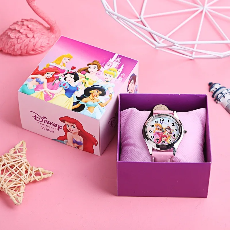 Random style patter With box Disney Mickey Children\'s Watch anime figure Minnie Spiderman Quartz Watch kids watch birthday gifts