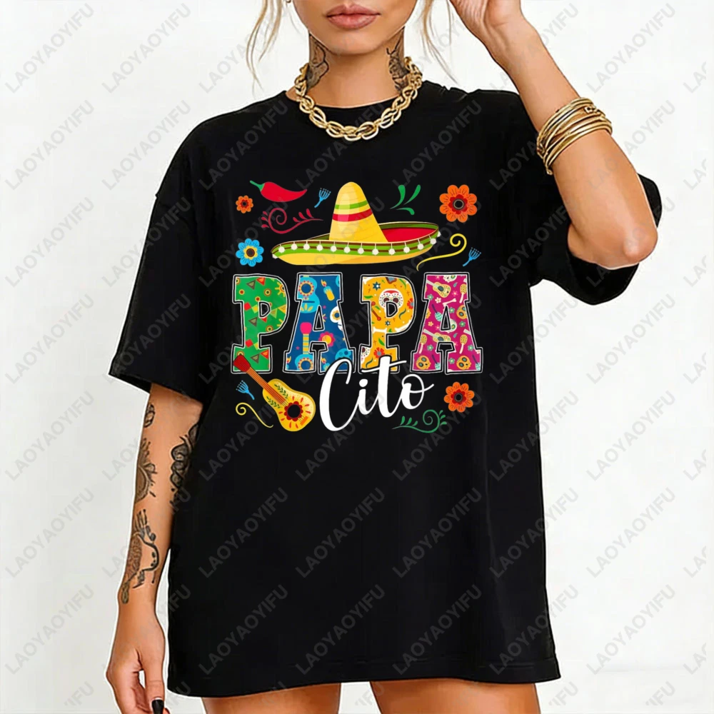 

Papacito Fiesta Graphic T-Shirt Men'S Casual Tee with Vibrant Mexican Print Perfect for Cinco de Mayo Parties& Festive Occasions