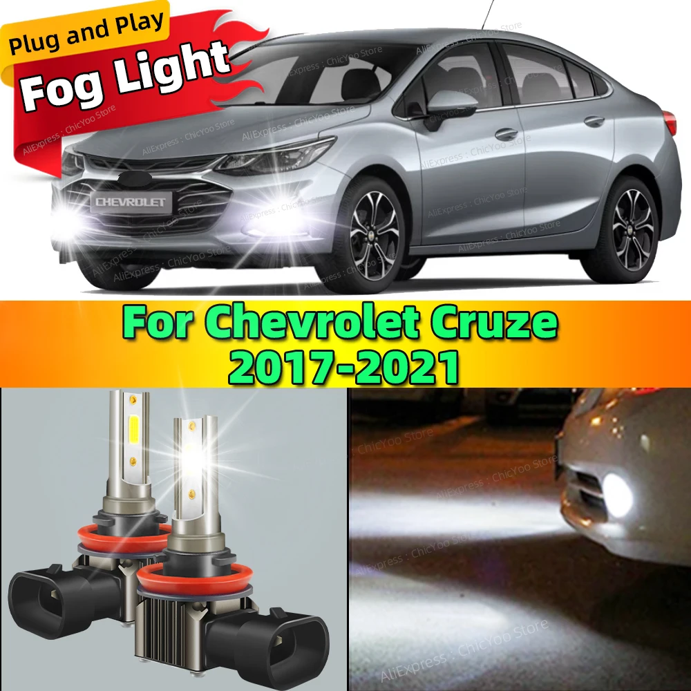 

2pcs Car Fog Lamp Front Fog Light Bulbs LED Chip 6000K Plug and Play For Chevrolet Cruze 2017 2018 2019 2020 2021
