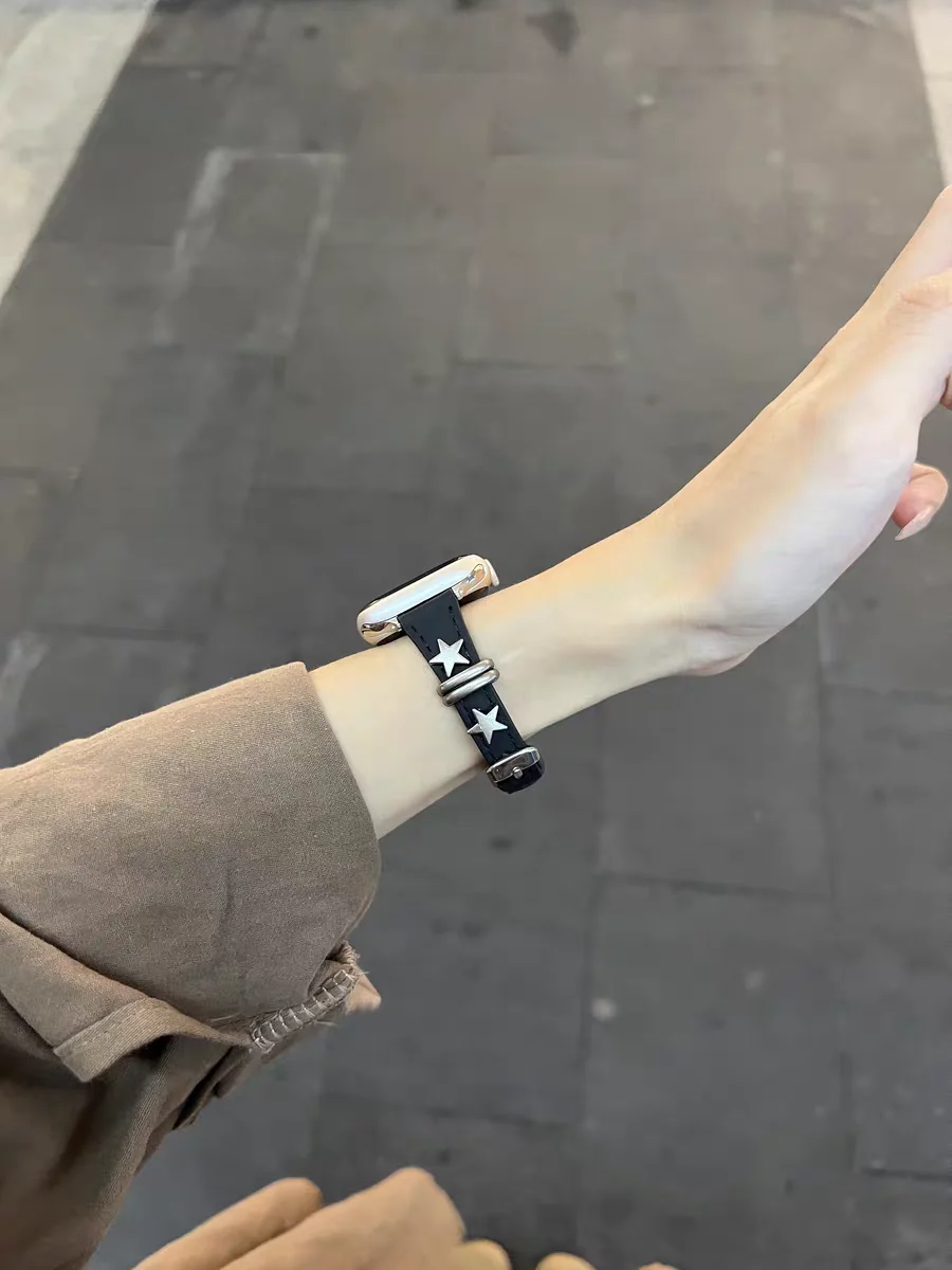 Retro punk strap suitable for Apple Watch band series Ultra 10/9/8/7/6/5/4/3/2/1 SE leather loop 38mm 40mm 41mm 42mm 44mm 45mm image 2