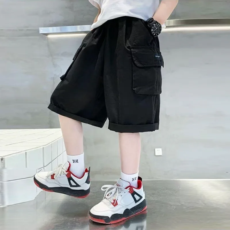 

Boys Workwear Shorts 2026 New Summer Kids Casual Pants Children Trendy Streetwear Clothing Teenager Fashion Cargo Pants 5-14Y