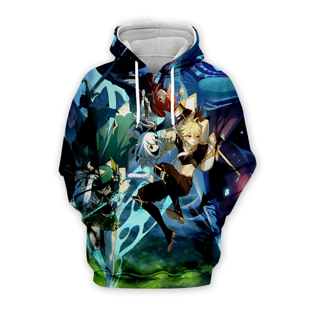 Anime Game Genshin Impact Hoodies Men 3D Print Drawstring Hoodie Sweatshirt Fashion Unisex Hoody Harajuku Streetwear XS-5XL