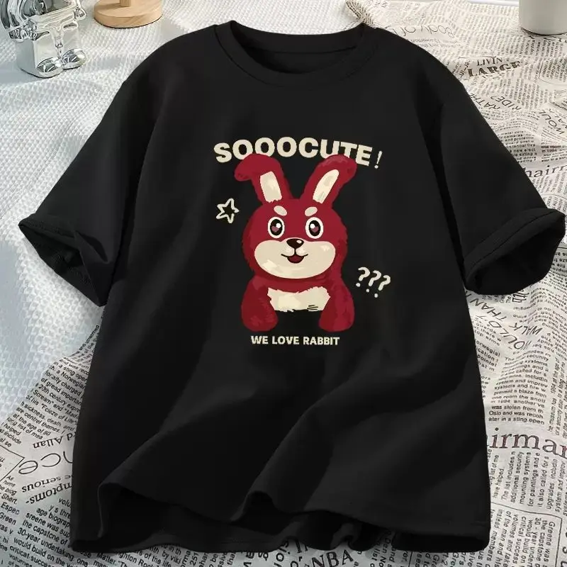 تي شيرت نسائي فضفاض بأكمام قصيرة متعدد الاستخدامات ، تي شيرتات لطيفة للطلاب ، ملابس نسائية ، ملابس الشارع للسيدات ، Y2K ، الصيف ،