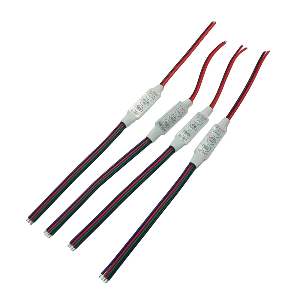 200pcs LED Mini RGB LED Strip Controller Cable, DC12-24V Three-Button Dimmer for Color Changing Light Strip