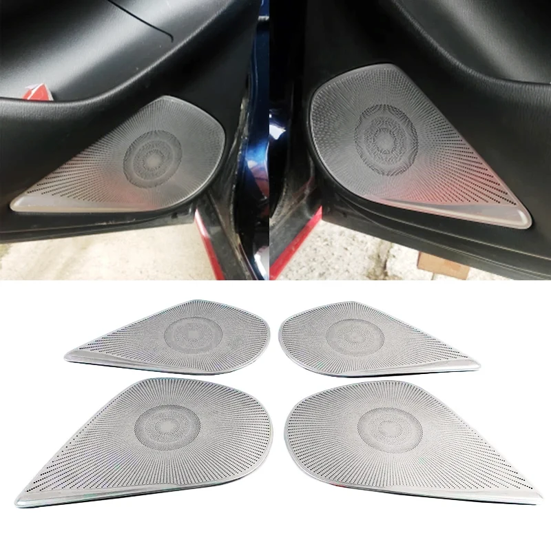 Stainless Steel Mesh Door Kick Guard & Speaker Cover for Mazda6 Mazda 6 Atenza 2020 -2024 Silvery Self-Adhesive Protective Trim