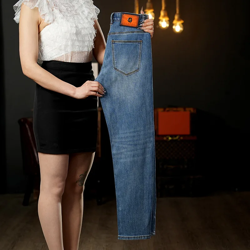 

2025 new summer high-end blue jeans men's slim fit small foot elastic trendy brand versatile thin denim pants