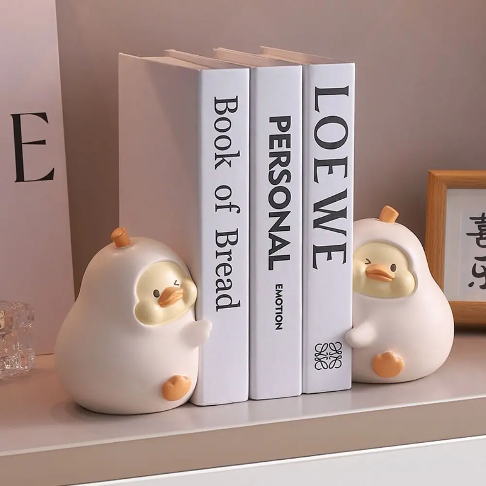 2pcs Resin Duck Shaped Book Stand Cute Multi-Functional Decorative Bookends Creative Modern Miniatures Figurine Home